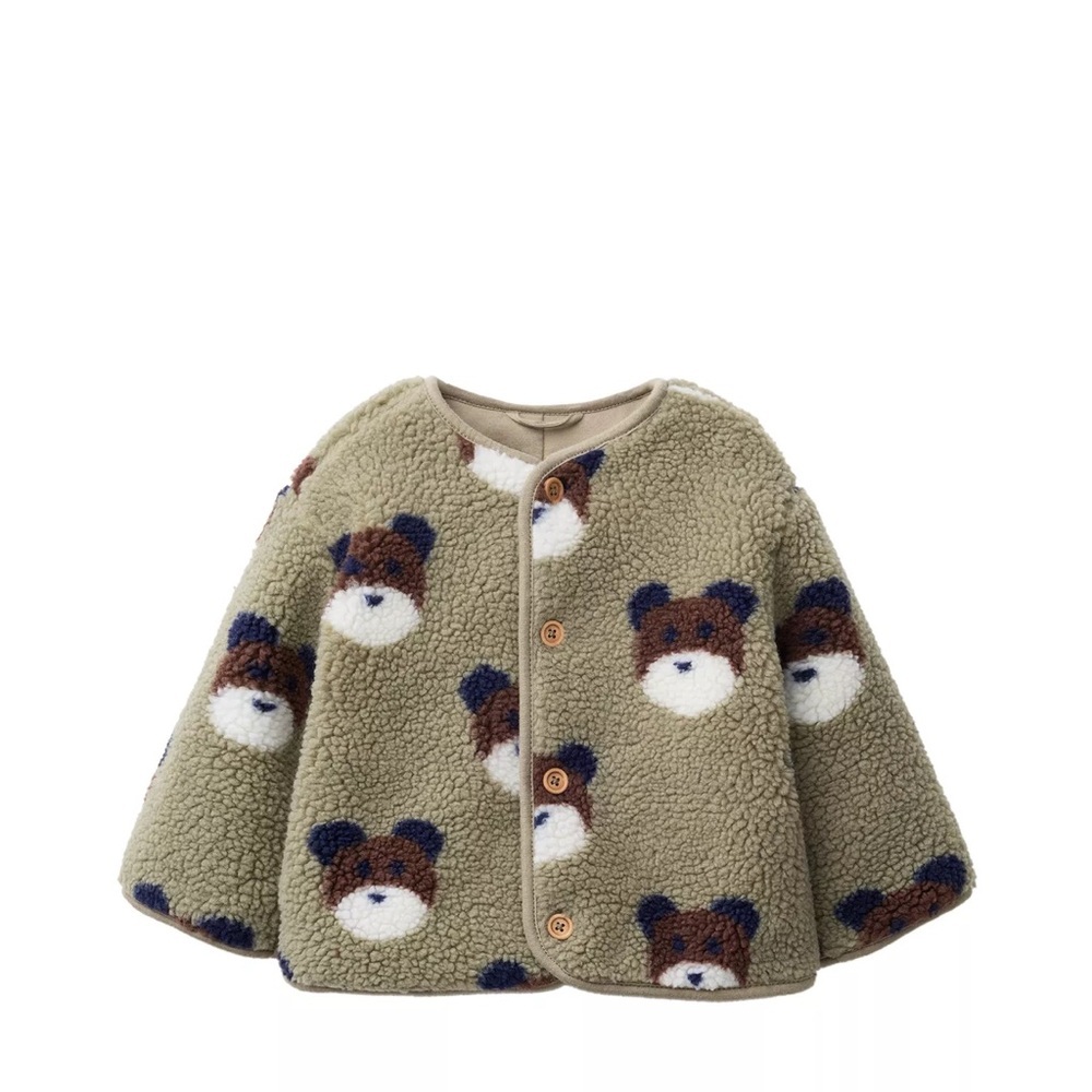 Zara Cozy Bear Pattern Kids Jacket! NWOT 9-12m